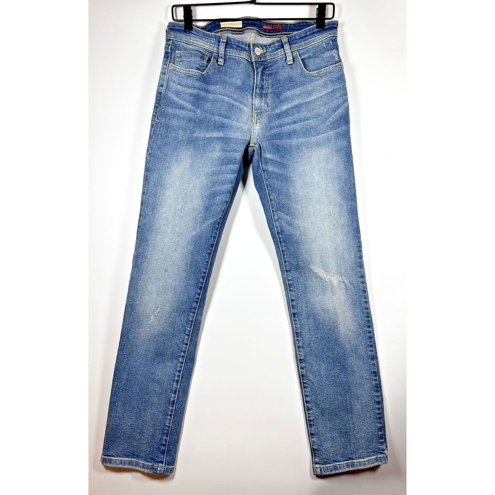 PIlcro Anthropologie Jeans Women 27 Blue Straight Leg High Rise Distressed Denim